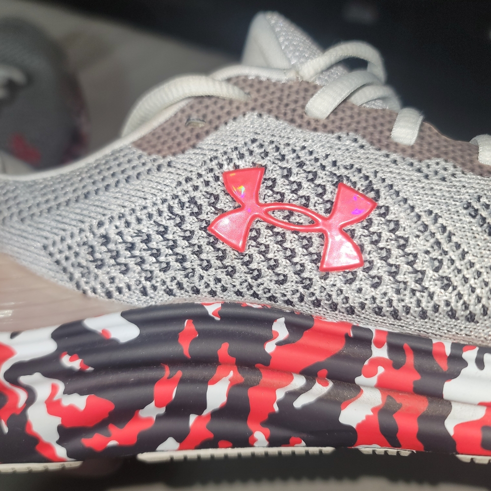 Under Armour Mens' Gray and Pink Athletic Shoes - Picture 6 of 7